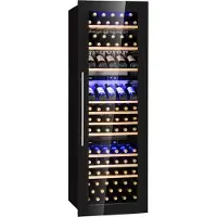 Klarstein Inbouw-Wijnkoelkast, 246 L Drankkoelkast Smal, 3 Zones Wijnkoelkast met Glazen Deur, Indoor/Outdoor Biersafe, Grote Koelkast, 5-18 degree celsius, 89 Flessen
