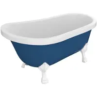 Vente-unique Losstaand retro-bad met witte leeuwenpoten - 200 L - 145 x 74 x 77 cm - Blauw - NISOS II