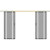 Vente-unique Dubbele schuifdeur met schuifsysteem - Aluminium en gerookt gehard glas - 2 x H205 x B63 cm - LINCI II L 63 cm x H 205 cm x D 4 cm