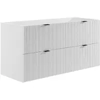 Vente-unique Hangend wastafelmeubel voor badkamer, geribbeld - Mat wit - 120 cm - ZEVINI