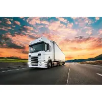 Karo-art Fotobehang Vrachtwagen Met Een Prachtige Lucht - Vliesbehang - 460 x 300 cm