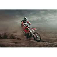 Karo-art Fotobehang Motorcrosser In De Woestijn - Vliesbehang - 208 x 146 cm