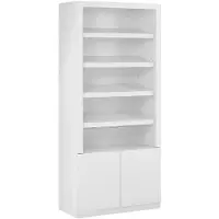Vente-unique Schoenenmeubel met 5 nissen en 2 deurtjes met ledverlichting van mdf - Wit - DOLMINA