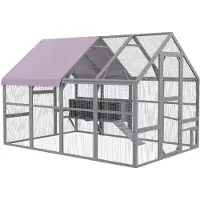 PawHut Kippenhok-Dennehout, Metaal-280L x 185,5B x 188H cm-Geel
