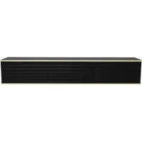 Vente-unique Hangend tv-meubel met 3 deurtjes van MDF - Zwart en goud - ALESAR