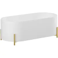 Vente-unique Wit ovaal vrijstaand bad met goudkleurige poten - 160 x 73,5 x 59 cm - ALONSA