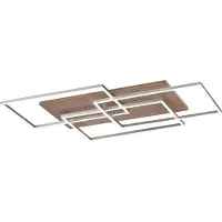 Paul Neuhaus LED-plafondlamp Palma, dimbaar, hout donker, Woon-/ Eetkamer, Aluminium, LED plafondlamp