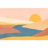 A.S. Création Fotobehang schilderij ondergang van de zon in blauw kleurrijk