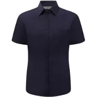 Russell athletic Russell Collectie Dames/Dames Korte Mouwen Poly-Katoen Easy Care Poplin Shirt (Franse marine)