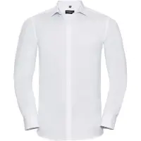 Russell athletic Russell Collection Heren Ultimate Stretch Fitted Overhemd met Lange Mouwen (Wit)