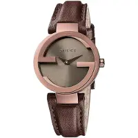 Gucci YA133504 In elkaar grijpende bruine wijzerplaat dames horloge