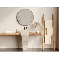 Vente-unique Wastafel badkamer op voet van marmer MIDO - Kleur crème en grijs L 40 cm x H 90 cm x D 40 cm