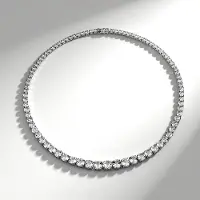 Cavill - Zilveren Halsketting - 925 Sterling Zilver - Witte Braziliaanse Topaas 44 25 ct Rond Slijpsel - Elegant Dames Sieraad 45 72 cm