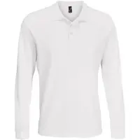 Sols Unisex poloshirt met lange mouwen van katoen voor volwassenen (Wit)