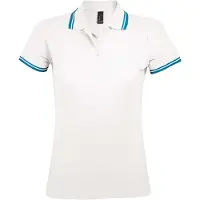 Sols Dames/Dames Pasadena Poloshirt (Wit/Aqua)