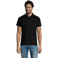 Sols Heren Prescott Jersey Poloshirt (Diep zwart)