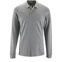 Sols Herenpolo Perfect Melange Pique met lange mouwen (Grijze Melange)