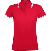 Sols Dames/Dames Pasadena Poloshirt (Rood/Wit)