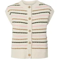 Y.A.S Gebreide bodywarmer 'YASNilo' crème / karamel / olijfgroen / lichtroze