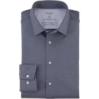 Olymp business overhemd Luxor 24/7 modern fit grijs jersey