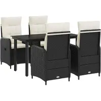 vidaXL Tuin Eettafel Set 5 st Zwart en Crème Wit