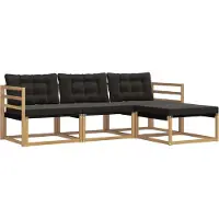 vidaXL Buiten bank set 4 st Wit en zwart