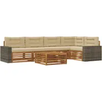 vidaXL Buiten bank set 6 st Natuurlijk en Beige Polyester