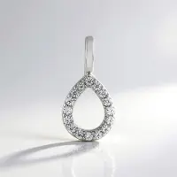 Cavill - 925 Sterling Zilver Geplatineerd - Druppelvormige Zilveren Hanger met 0,32 ct Cambodjaanse Pave Zirkonen - Elegant & Tijdloos Sieraad