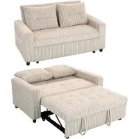 HOMCOM slaapbank, 2-persoons bank 157x190 cm met verstelbare rugleuning, crème