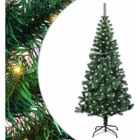 vidaXL - Kunststof - Voorverlichte - Kerstboom - Groen - 150 - cm - PVC - en - Metalen