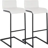 CLP Set van 2 Barkrukken Newport - Zwart Frame - Zithoogte 77 cm - Kunstleer/zwart/wit