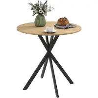 HOMCOM eettafel - spaanplaat/staal - 80L x 80B x 75H cm - eiken
