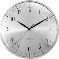 Nextime Wandklok 30,5 cm-koepelglaslens-stil-zilver/zwart-aluminium-'Frankfurt'