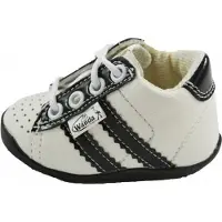 Wanda Leren schoenen - wit/zwart - jongen/meisje - eerste stapjes - babyschoenen - flexibel - sneakers - maat 18