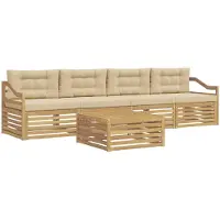vidaXL Buiten bank set 5 st Wit en Beige Massief Acacia Hout
