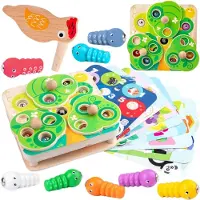 Tooky Toy 2-in-1 houten arcadespel Trek de insecten voor kinderen - UNI