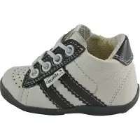 Wanda Leren schoenen - wit/antraciet/grijs - jongen/meisje - eerste stapjes - babyschoenen - flexibel - sneakers - maat 18
