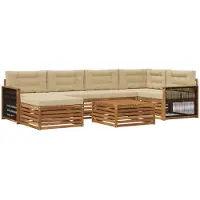 vidaXL Buiten bank set 7 st Natuurlijk en Beige