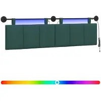 vidaXL Hangend hoofdbord Met LED-verlichting Donkergroen Stof
