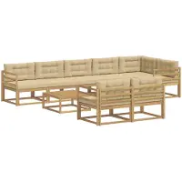 vidaXL Buiten bank set 9 st Wit en Beige Polyester