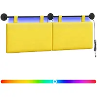 vidaXL Hangend hoofdbord Licht Geel Corduroy stof