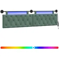 vidaXL Hangend hoofdbord Met LED-verlichting Zeegroen Fluweel
