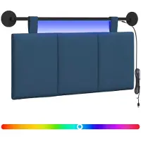 vidaXL Hangend hoofdbord Met LED-verlichting Blauw Stof