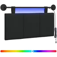 vidaXL Hangend hoofdbord Met LED-verlichting Zwart Stof