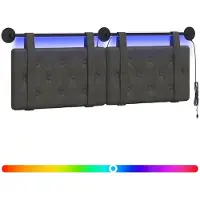 vidaXL Hangend hoofdbord Zwart Antiek PU