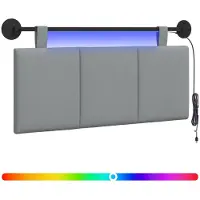 vidaXL Hangend hoofdbord Met LED-verlichting Lichtgrijs Stof