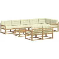 vidaXL Buiten bank set 9 st Wit en crèmekleurig Polyester