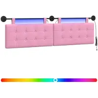 vidaXL Hangend hoofdbord Met LED-verlichting Roze Stof