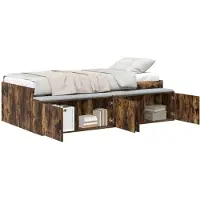 vidaXL Bedframe met lade Rook Eiken 90 x 190 cm Bewerkt hout