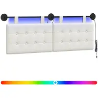 vidaXL Hangend hoofdbord Met LED-verlichting Wit Kunstleer